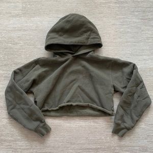Aritzia Olive Green Cropped Sweatshirt
